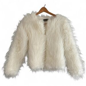 White Faux Fur Jacket by Lanshifei — Y2K Style